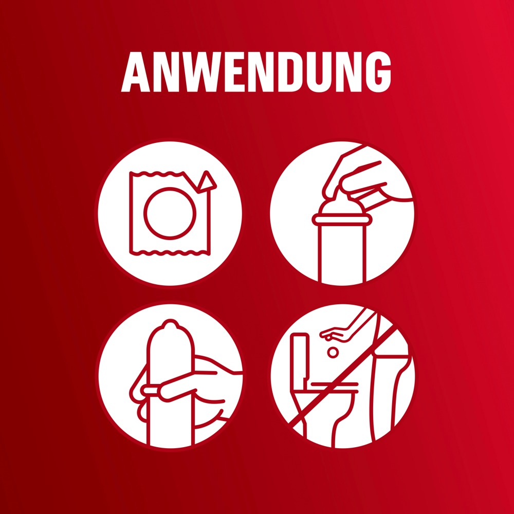 Durex Real Feel Classic condoms usage instructions with step-by-step icons