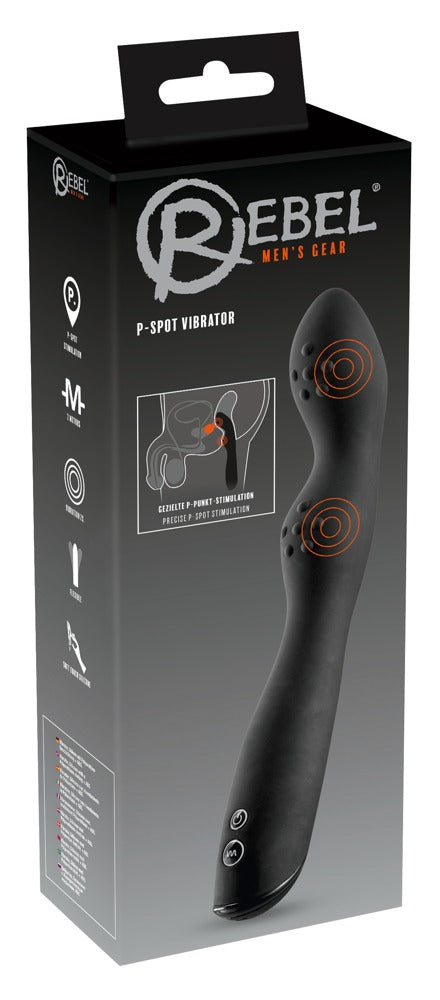 The Rebel precision prostate massager in sleek black design with ergonomic curved shape