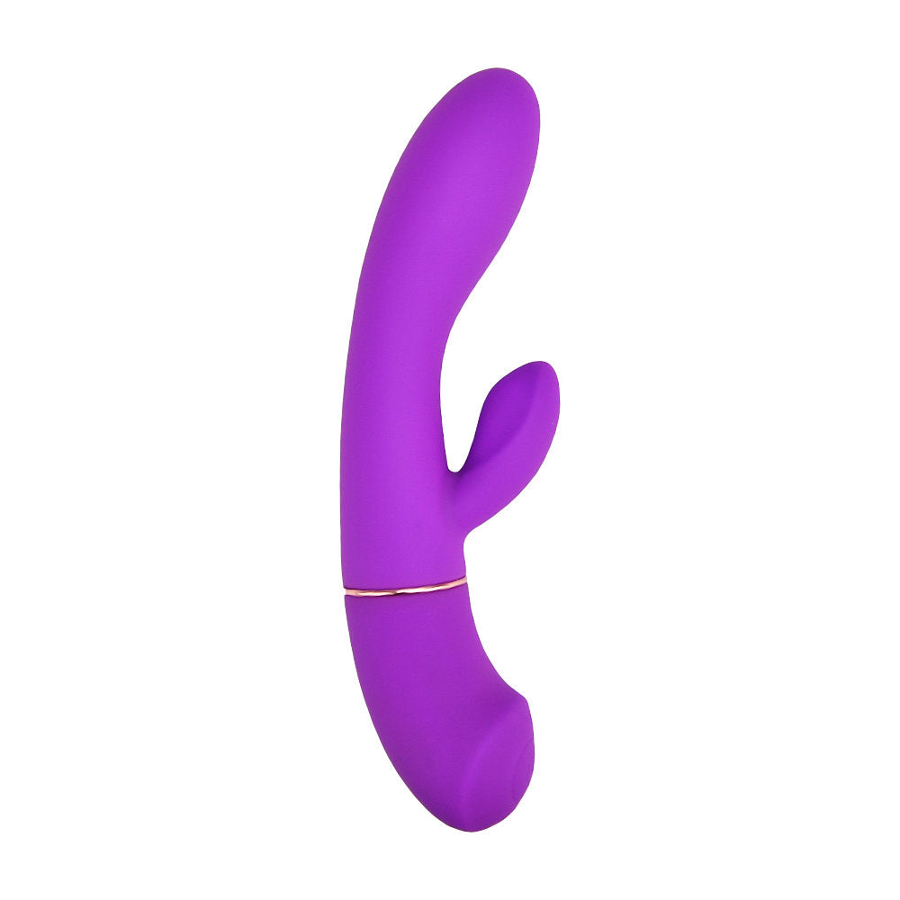 Loving Joy DUA interchangeable rabbit vibrator with two attachments, featuring sleek design and ergonomic shape for versatile pleasure.