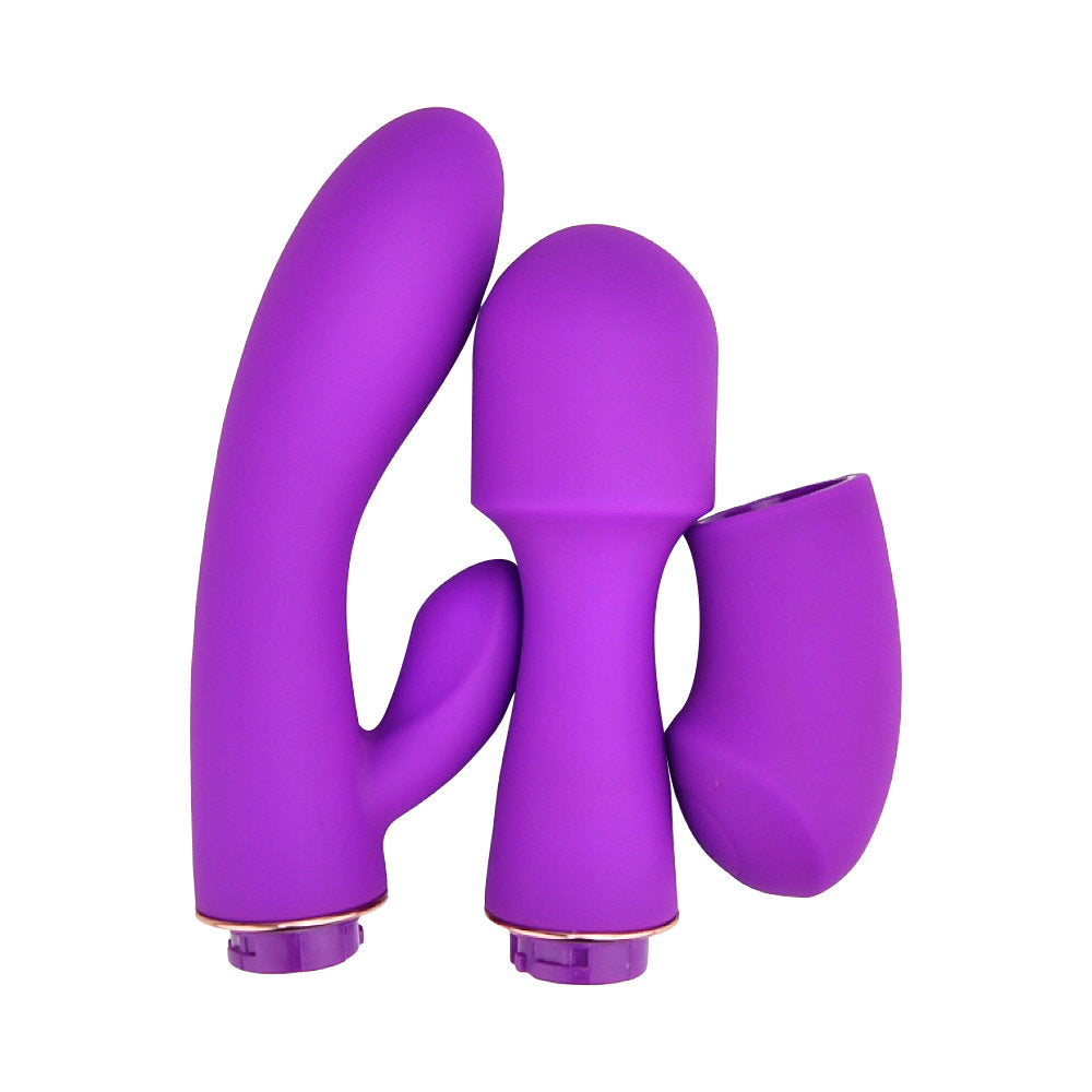 Loving Joy DUA interchangeable rabbit vibrator with two attachments, featuring sleek design and ergonomic controls.