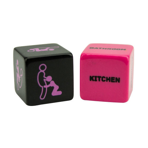 Intimi Loving Joy Sex Position Dice set for fun and games, showing colorful dice with various intimate positions printed on them.