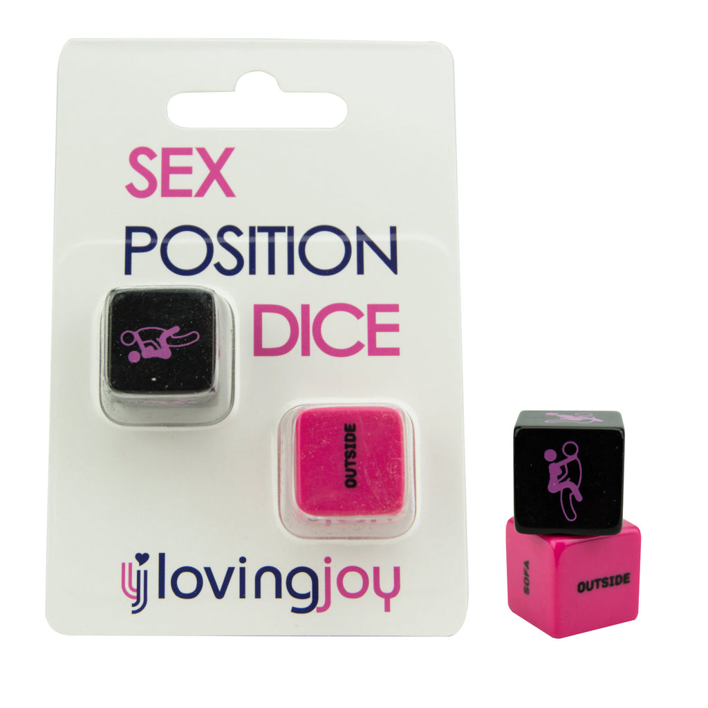Intimi Loving Joy Sex Position Dice for fun and games, featuring colorful dice with various intimate position illustrations.