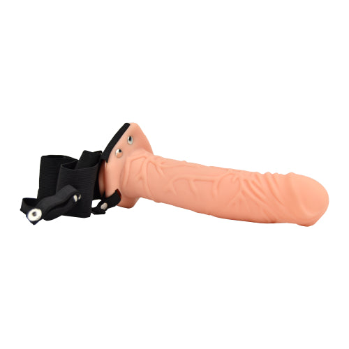 Loving Joy 8-inch hollow strap-on in vanilla color, featuring adjustable straps and realistic design for comfortable wear.