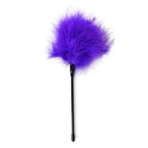Purple feather tickler from intimi, designed for sensual teasing and light stimulation, with soft feathers and comfortable handle.