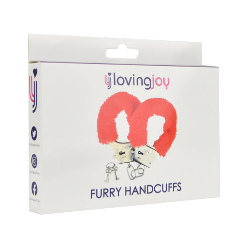 Loving Joy Furry Handcuffs Red - intimi
