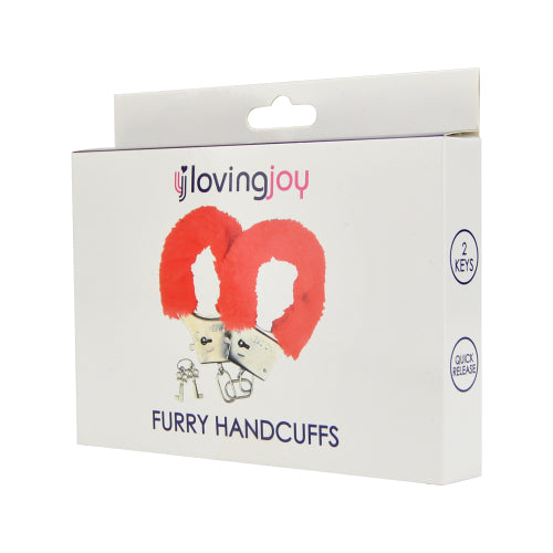 Loving Joy Furry Handcuffs Red - intimi