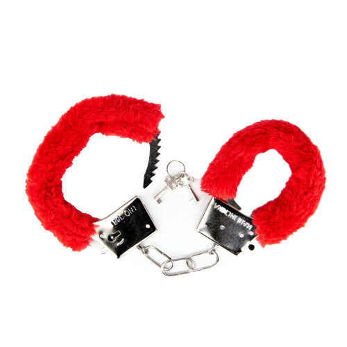 Loving Joy Furry Handcuffs Red - intimi