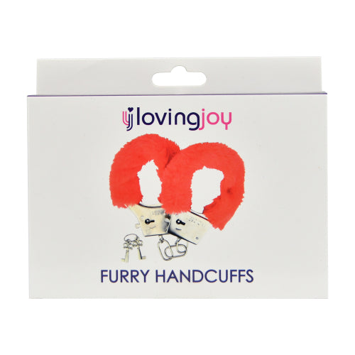 Loving Joy Furry Handcuffs Red - intimi