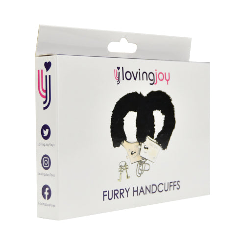 Loving Joy Furry Handcuffs Black - intimi