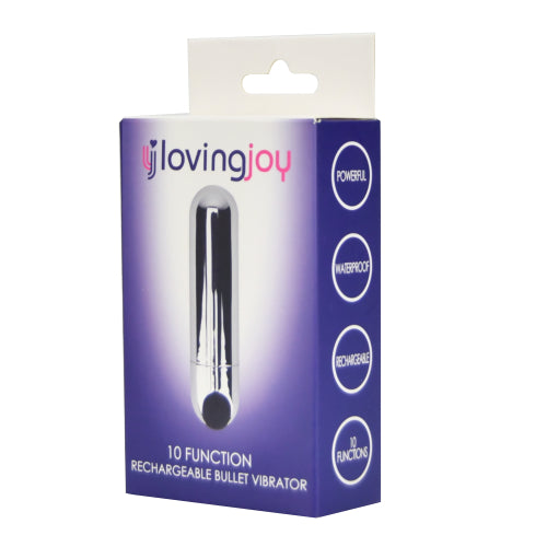 Loving Joy 10 Function Rechargeable Bullet Vibrator Silver - intimi