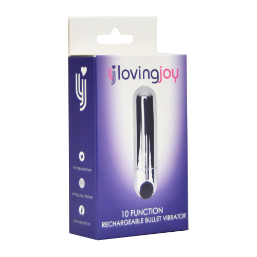 Loving Joy 10 Function Rechargeable Bullet Vibrator Silver - intimi