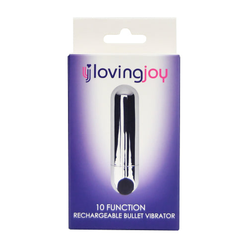 Loving Joy 10 Function Rechargeable Bullet Vibrator Silver - intimi