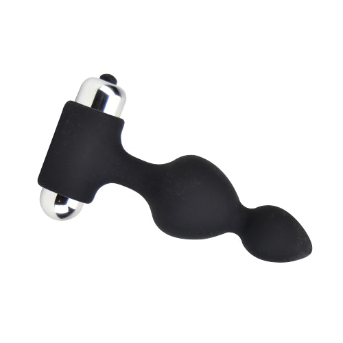 Loving Joy 10-function vibrating anal beads in black with multiple speed settings, designed for pleasure and stimulation.