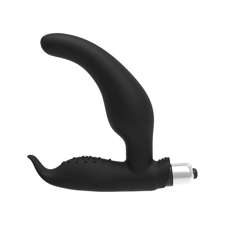 Rev-Pro vibrating prostate massager with perineum stimulator, featuring ergonomic design and textured surface.