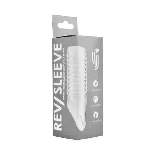 Rev Ribbed Penis Sleeve with Ball Loop, featuring textured design for enhanced pleasure and secure fit.