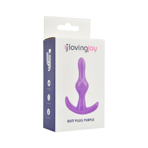 Purple Loving Joy butt plug, a smooth silicone anal toy designed for pleasure and comfortable wear.