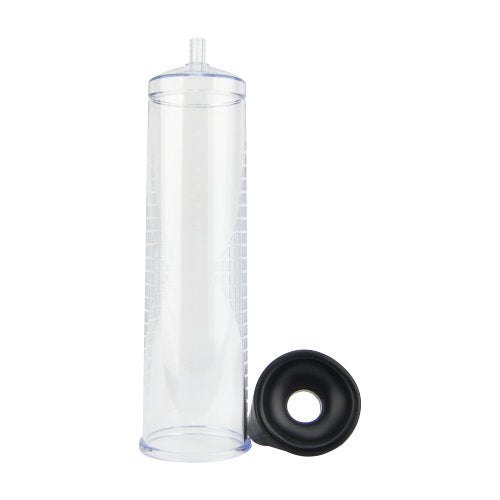 REV Pistol Grip Penis Pump with gauge, showcasing ergonomic design and transparent cylinder for effective enlargement.