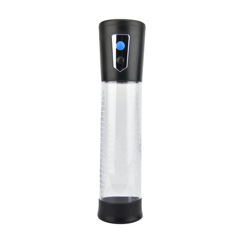 REV automatic penis pump with clear cylinder and ergonomic handle for effective enlargement and enhanced performance.