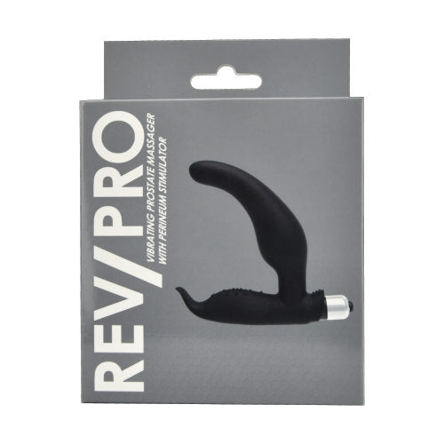 REV Prostate Massager with perineum stimulator, featuring a sleek design and vibrating function for enhanced pleasure.