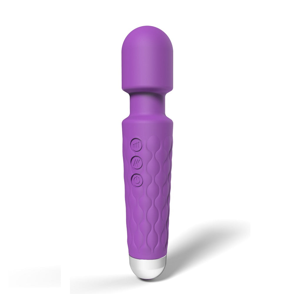 Loving Joy purple 20-function wand vibrator with ergonomic design and flexible head, suitable for personal pleasure.