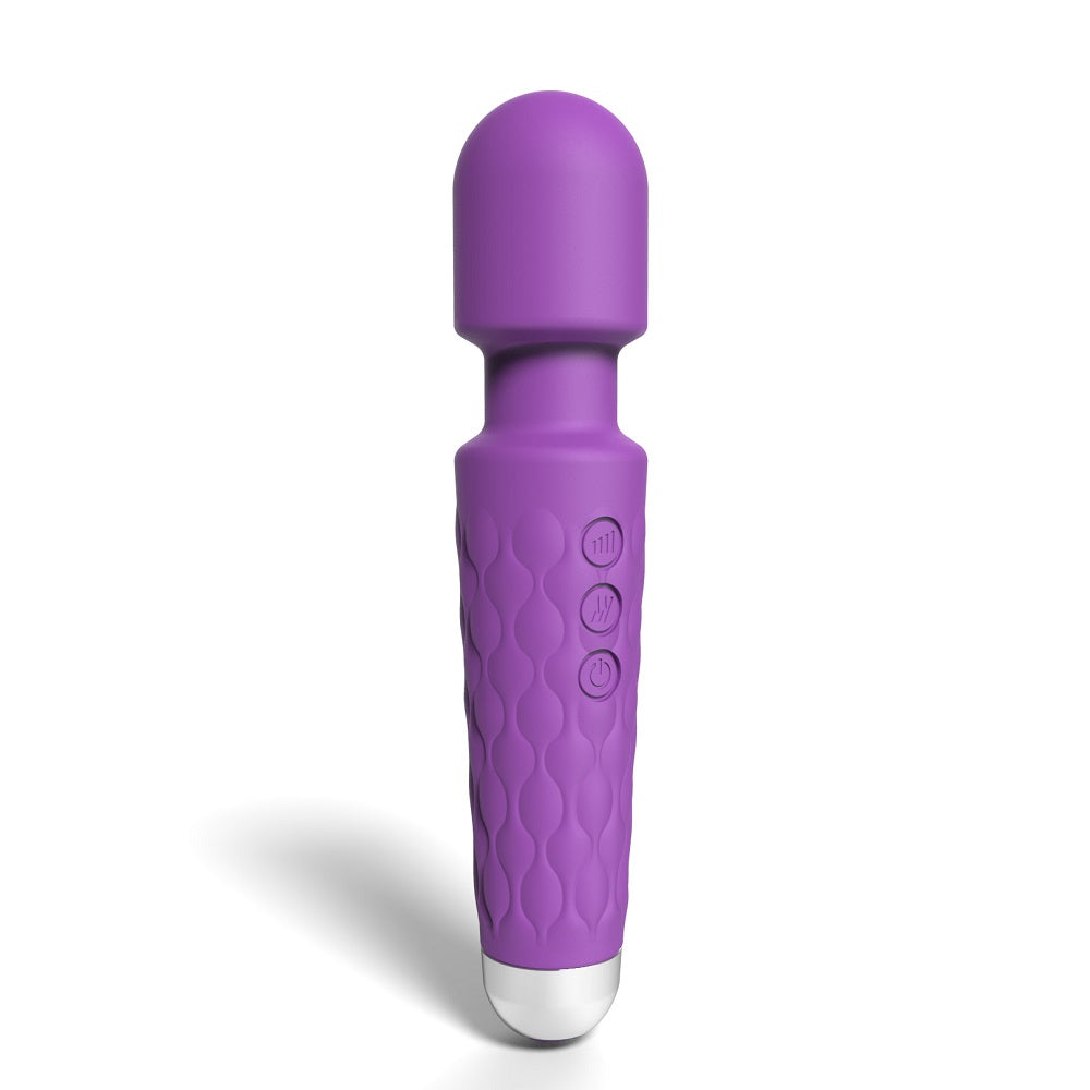 Purple Loving Joy 20-function wand vibrator with ergonomic handle and multiple vibration settings, designed for personal pleasure.