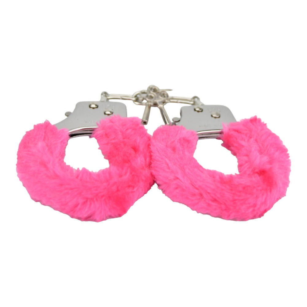 Bound to Play. Heavy Duty Furry Handcuffs Pink bondage-kahle