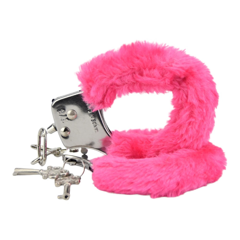 Bound to Play. Heavy Duty Furry Handcuffs Pink bondage-kahle
