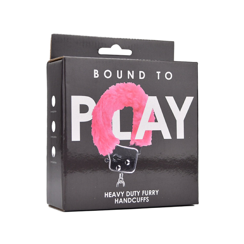 Bound to Play. Heavy Duty Furry Handcuffs Pink bondage-kahle