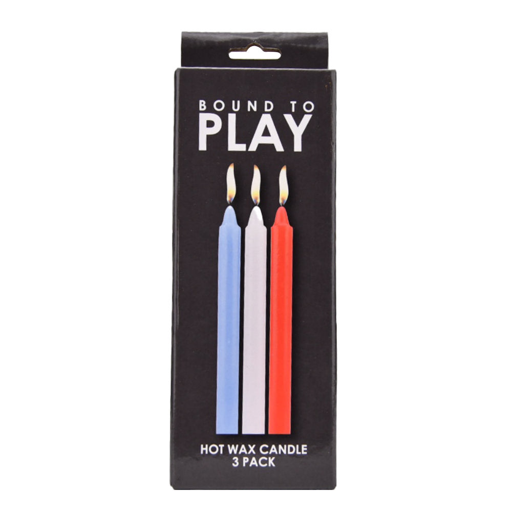 Bound to Play Hot Wax Candles 3-pack, massage candles with warm, soothing wax for relaxation and intimate moments.