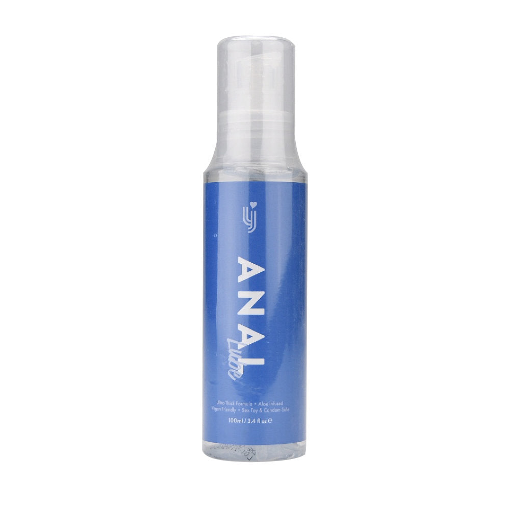 Loving Joy Aloe Infused Anal Lubricant 100ml bottle, clear lubricant with aloe vera for smooth, comfortable application.