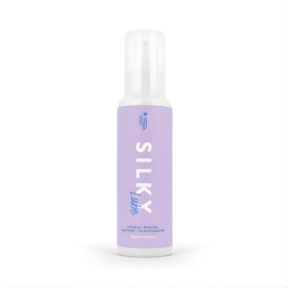 Loving Joy Silky Lubricant 100ml bottle, smooth and silky personal lubricant from Loving Joy Lubricants, shown in the image.