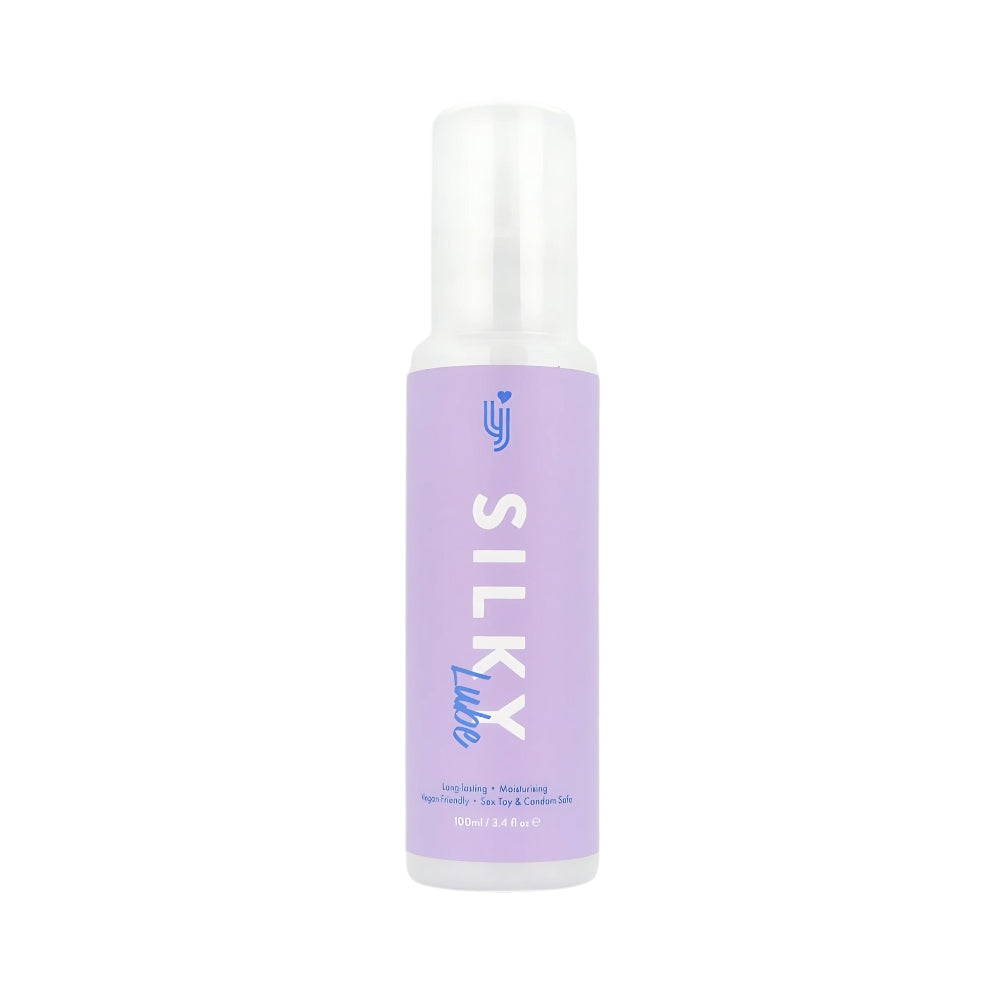 Loving Joy Silky Lubricant 100ml bottle, transparent lubricant for smooth, comfortable application, branded Loving Joy Lubricants.