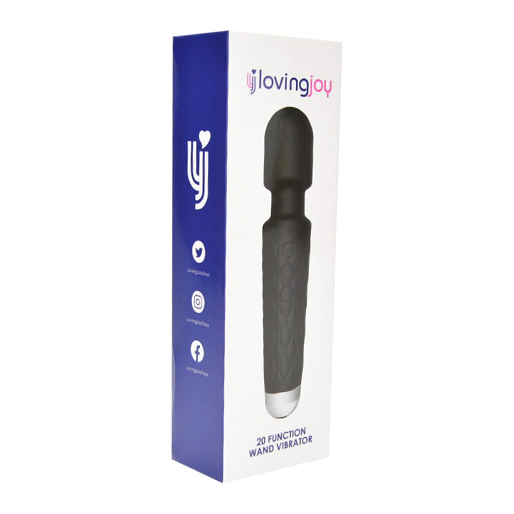 Loving Joy 20 Function Wand Vibrator Black wand-vibraattori