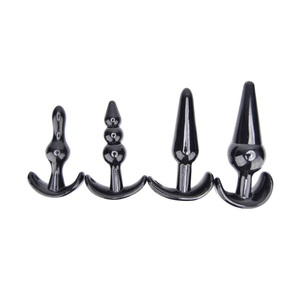 Loving Joy black anal beads training kit with multiple beads and a sleek smooth design for anal pleasure and beginner training.