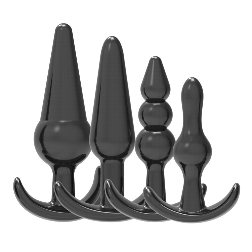 Loving Joy black anal beads training kit with multiple sizes for beginner anal play, designed for comfort and easy use.