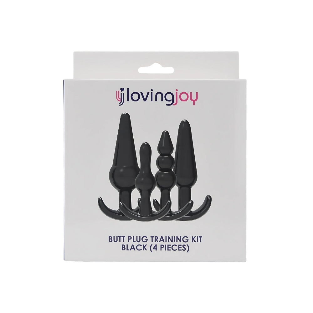 Loving Joy black anal beads training kit with multiple sizes for beginner anal play, featuring smooth, body-safe material.