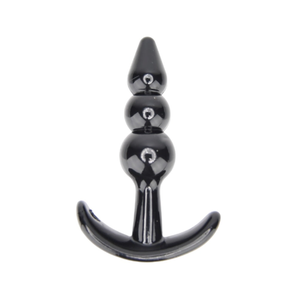 Black Loving Joy Butt Plug Training Kit with anal beads for beginner anal play training, shown in the product image.