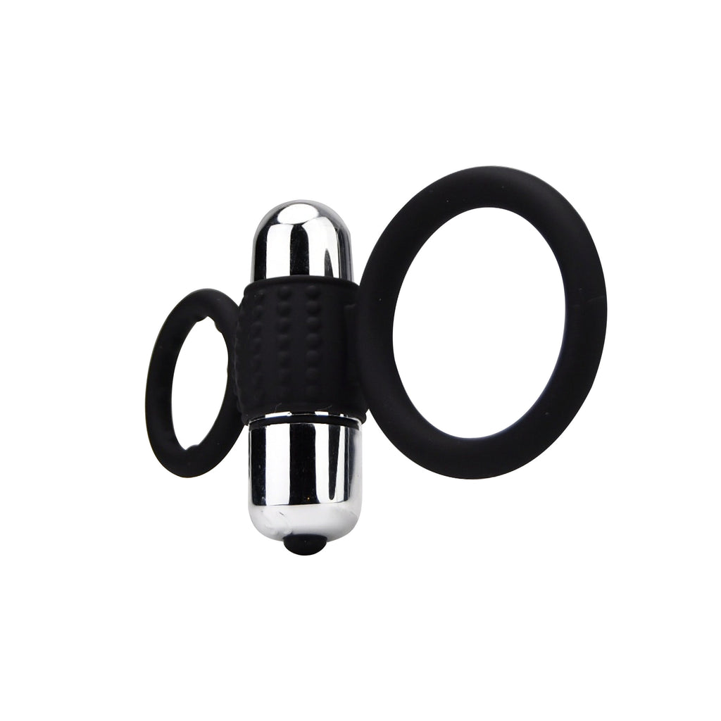 Loving Joy silicone vibrating cock and ball ring, stretchy and textured for enhanced pleasure and stimulation.