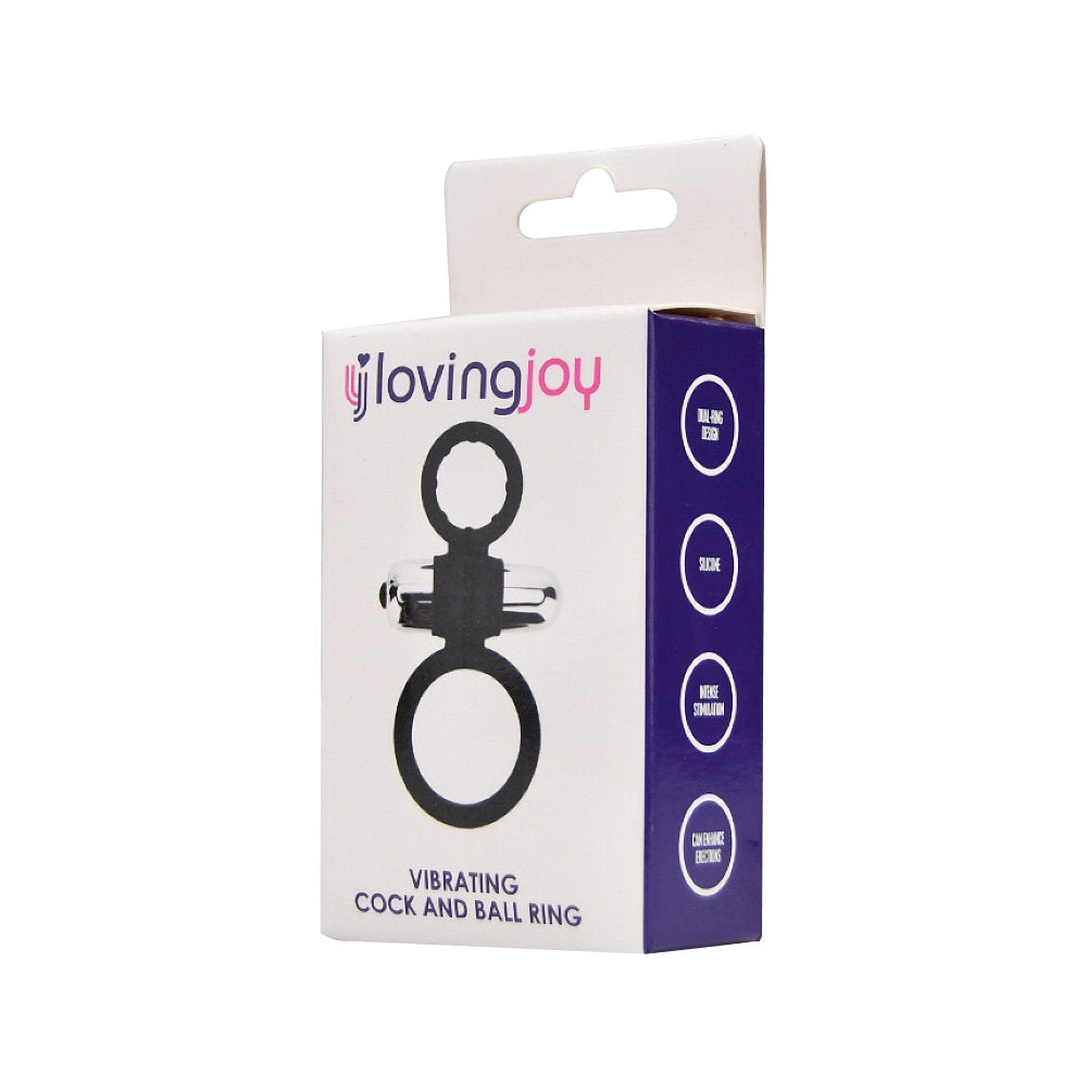 Loving Joy silicone vibrating cock and ball ring, flexible and discreet adult sex toy for enhanced intimacy.