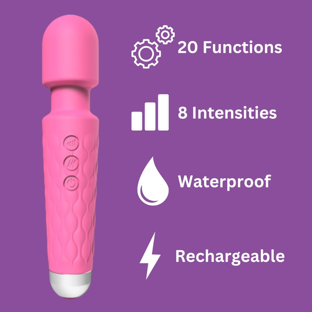 Loving Joy 20 Function Wand Vibrator Pink wand-vibraattori