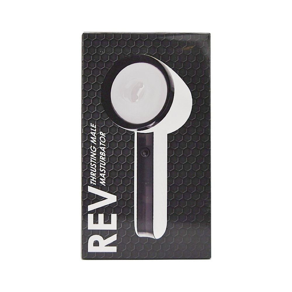 REV Thrusting Male Masturbator, a realistic male masturbation toy with textured interior for enhanced pleasure.
