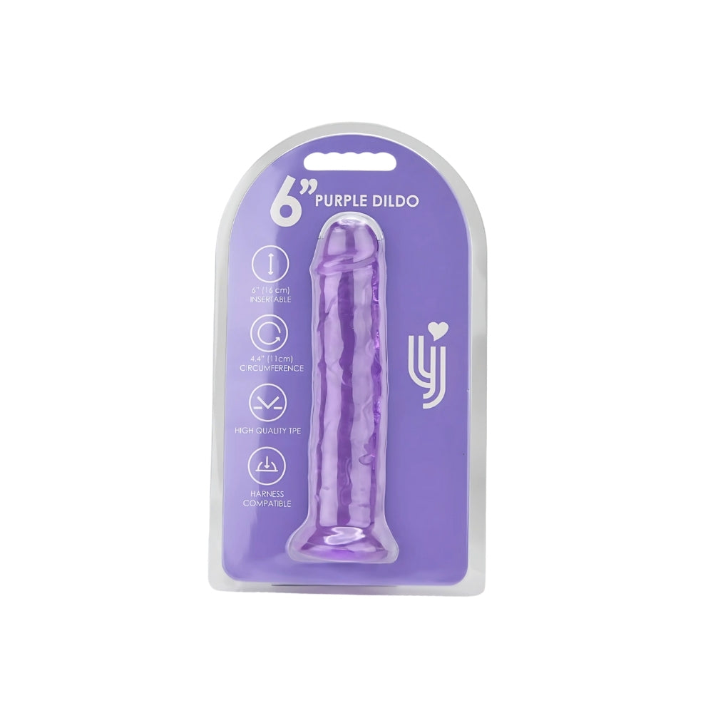 Purple Loving Joy 6-inch suction cup dildo with textured surface, designed for versatile pleasure and easy use.