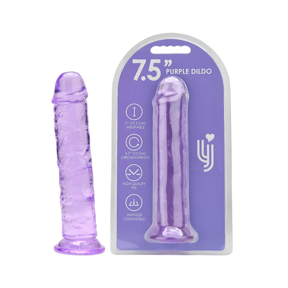 Purple Loving Joy 7.5-inch suction cup dildo with realistic design, ideal for versatile use and secure attachment.