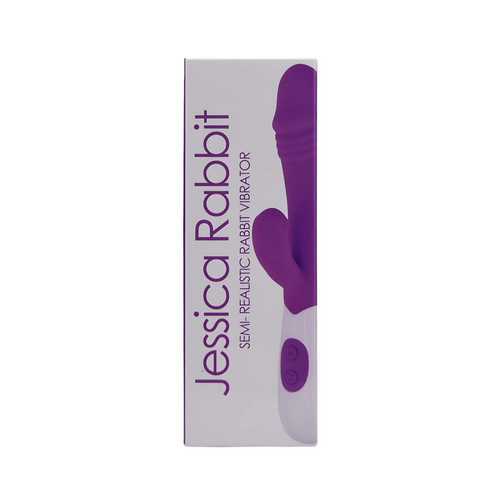 Loving Joy Jessica Rabbit semi-realistic rabbit vibrator with dual stimulation, detailed design, and realistic features for intimate pleasure.