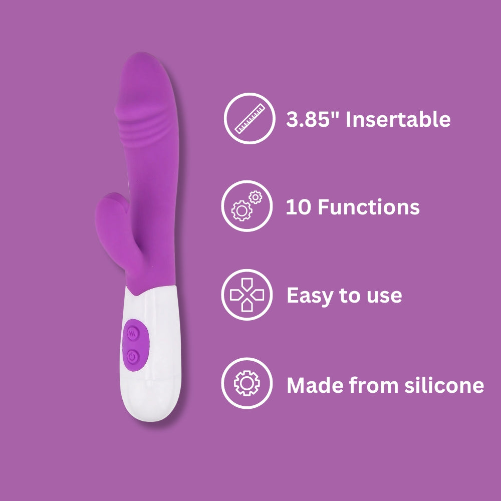 Loving Joy Jessica Rabbit semi-realistic rabbit vibrator with dual motors and textured surface for enhanced pleasure.