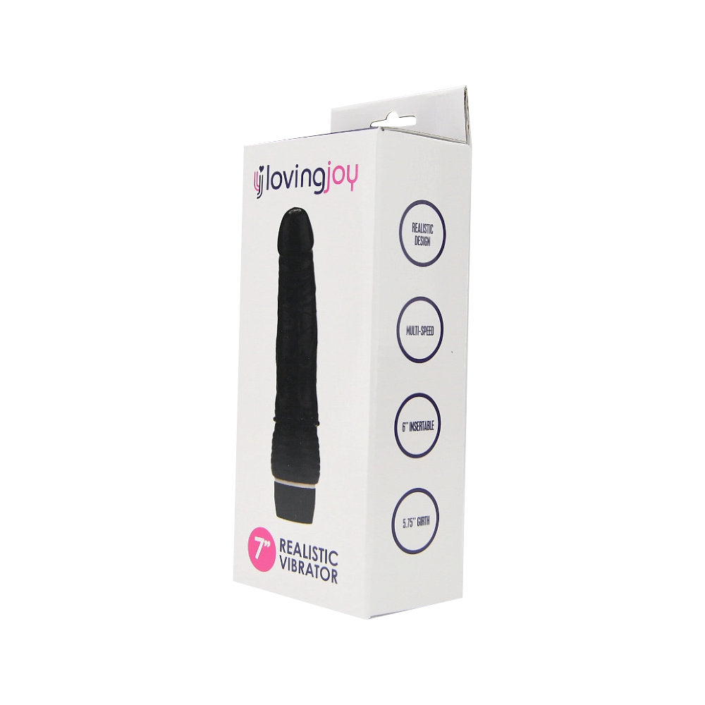 Loving Joy 7 inch Realistic Vibrator Black värisevä dildo