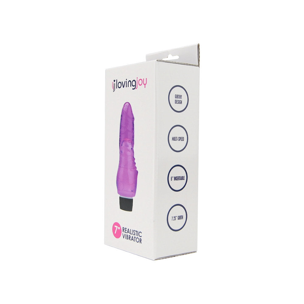 Loving Joy 7 inch Realistic Vibrator Purple värisevä dildo
