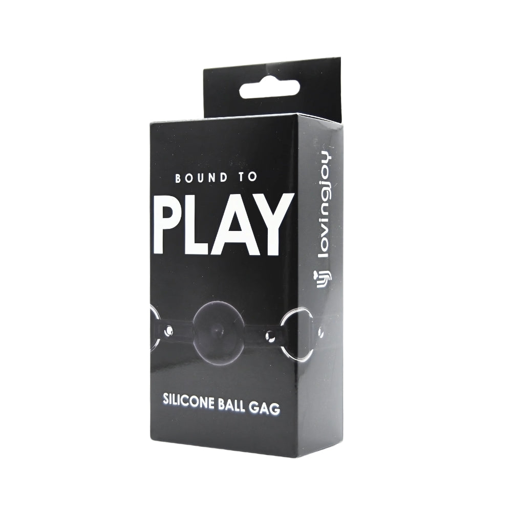 Bound to Play silicone ball gag, a BDSM restraint with adjustable straps and smooth silicone ball for comfortable wear.