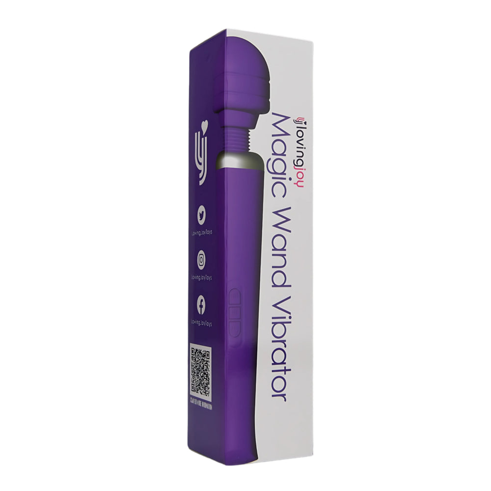 Purple Loving Joy rechargeable magic wand vibrator with ergonomic design and flexible head for targeted stimulation.