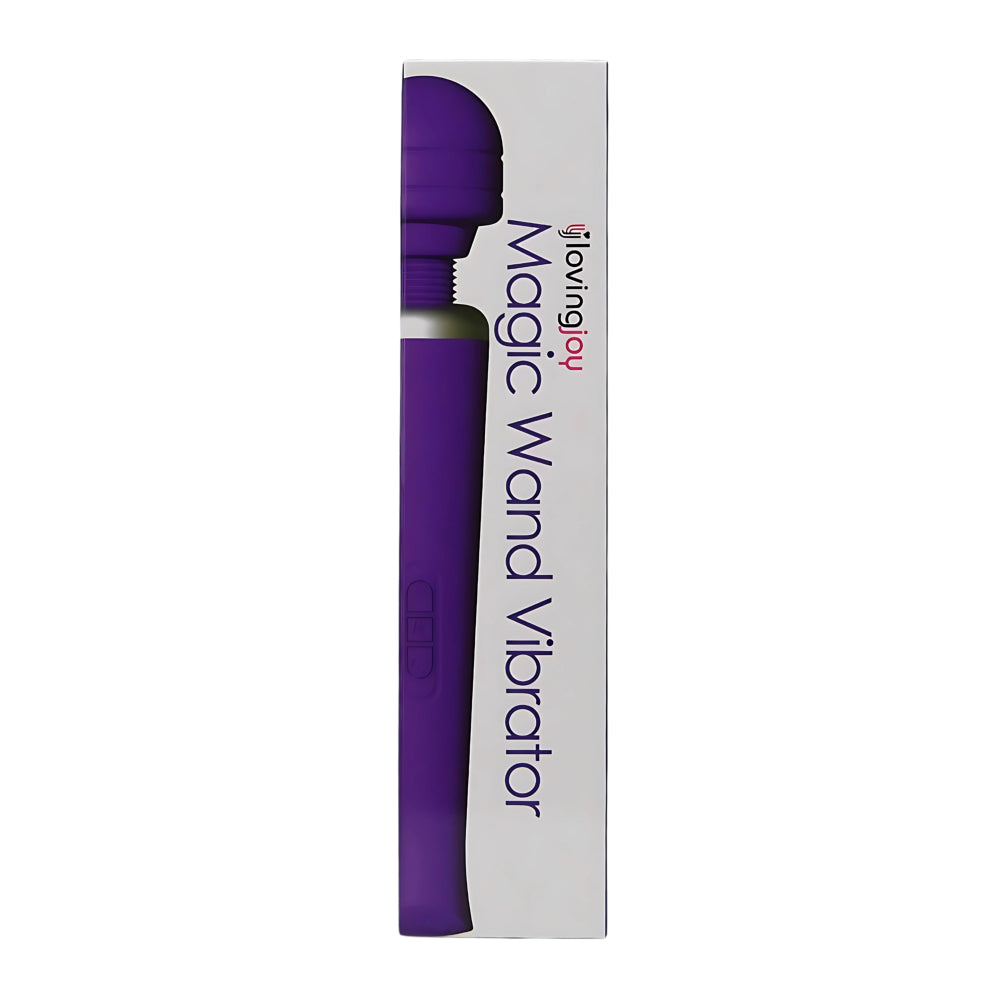 Purple Loving Joy rechargeable magic wand vibrator with ergonomic design and head for targeted stimulation.